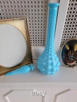 Blue Milk Glass Empoli Genie Bottle with Stopper