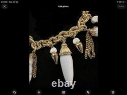 Book Pc NAPIER ASIAN Chalk White Milk Glass BUDDHA 17 Charm Bracelet