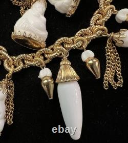 Book Pc NAPIER ASIAN Chalk White Milk Glass BUDDHA 17 Charm Bracelet & Earrings