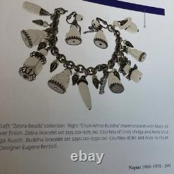 Book Pc NAPIER ASIAN Chalk White Milk Glass BUDDHA 17 Charm Bracelet & Earrings