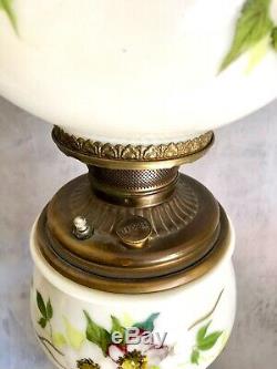 Bradley & Hubbard 3 Tier Milk Glass Parlor Banquet Converted Electric Oil Lamp