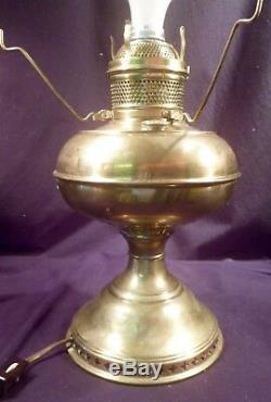 Brass Rayo Lamp Converted to Electric with White Milk Glass Shade, Working