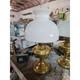 Brass And Glass Hurricane Table Lamp With White Milk Glass Shade