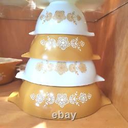 Butterfly Gold Vintage Pyrex Cinderella Complete set Mixing Bowls Beautiful