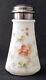 C. F. Monroe Art Glass Floral Decorated Wavecrest Sugar Shaker, 5 1/4 H