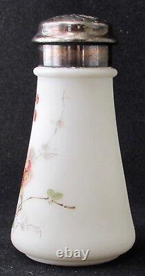 C. F. Monroe art glass floral decorated WAVECREST sugar shaker, 5 1/4 h