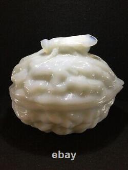 Ca 1850 Vallerysthal, Opaline / Milk Glass, Walnut & Fly Covered Candy Dish, Exc