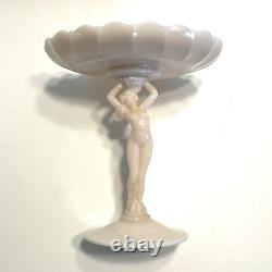 Cambridge Glass Nude Compote Pink Milk Glass Clamshell 7 1/2 Tall