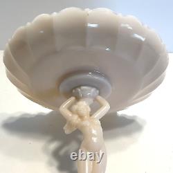 Cambridge Glass Nude Compote Pink Milk Glass Clamshell 7 1/2 Tall