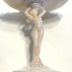 Cambridge Glass Nude Compote Pink Milk Glass Clamshell 7 1/2 Tall