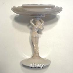 Cambridge Glass Nude Compote Pink Milk Glass Clamshell 7 1/2 Tall