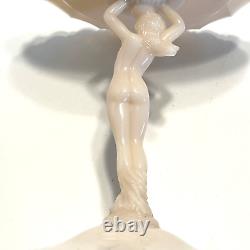 Cambridge Glass Nude Compote Pink Milk Glass Clamshell 7 1/2 Tall