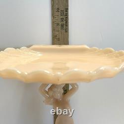 Cambridge Glass Nude Compote Pink Milk Glass Clamshell 7 1/2 Tall
