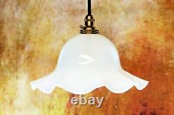 Ceiling Light Antique Milk Glass Pendant Lampshade White Pressed Glass