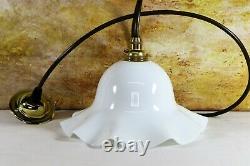 Ceiling Light Antique Milk Glass Pendant Lampshade White Pressed Glass