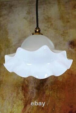 Ceiling Light Antique Milk Glass Pendant Lampshade White Pressed Glass