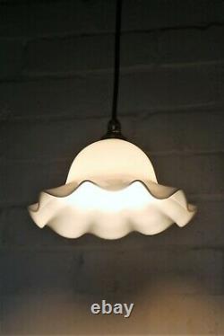 Ceiling Light Antique Milk Glass Pendant Lampshade White Pressed Glass