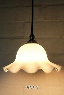 Ceiling Light Antique Milk Glass Pendant Lampshade White Pressed Glass