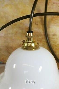 Ceiling Light Antique Milk Glass Pendant Lampshade White Pressed Glass