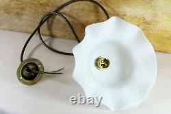 Ceiling Light Antique Milk Glass Pendant Lampshade White Pressed Glass