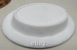 Challinor Taylor Milk Glass Hand Painted Duck Wavy Base Covered Dish Dominecker