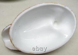 Challinor Taylor Milk Glass Hand Painted Duck Wavy Base Covered Dish Dominecker