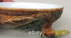 Challinor Taylor Milk Glass Hand Painted Duck Wavy Base Covered Dish Dominecker