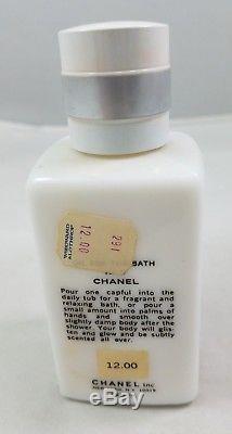 Chanel No 5 Oil For the Bath 6 oz White Milk Glass Bottle Half Full 3 oz Vintage