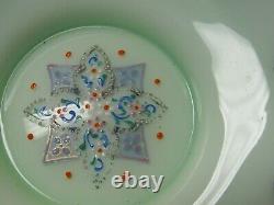 Circa 1900's Moser Glass Austria Milk Glass Hand Decorated Persian Enamel Bowl