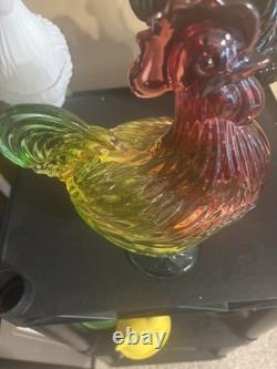 Classic Milk Glass- Midnight Black-iridescent Carnival Glass- Roosters stunning
