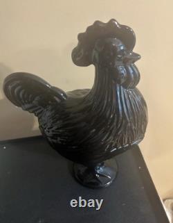 Classic Milk Glass- Midnight Black-iridescent Carnival Glass- Roosters stunning