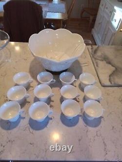 Colony Harvest Footed Milk Glass Punch Bowl 8.5 X 13.5