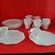 Colony Harvest Milk Glass (6) Snack Plates (12) Cups Vintage Indiana White