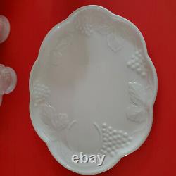 Colony Harvest Milk Glass (6) Snack Plates (12) Cups Vintage Indiana White