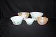 Complete Set Of 5 Vintage Federal Milk Glass Atomic Star Tapered Mixing Bowls