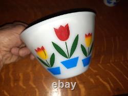 Complete Set of Fire King Tulips 4 Bowls, 1 Grease Jar & Lid, 2 Shakers & Lids