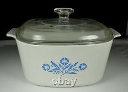 Corning BLUE CORNFLOWER Casserole A-3-B A-9-C Lid 3 Quarts 70s Mark Canada FAB