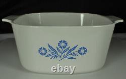 Corning BLUE CORNFLOWER Casserole A-3-B A-9-C Lid 3 Quarts 70s Mark Canada FAB