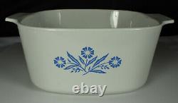 Corning BLUE CORNFLOWER Casserole A-3-B A-9-C Lid 3 Quarts 70s Mark Canada FAB