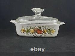 CorningWare L'Echalote 1970s A-1-B Spice of Life 1 Qt Casserole Dish with Lid