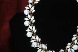 Crown TRIFARI Alfred Philippe White Milk Glass Fruit Salad Necklace 1950 Signed