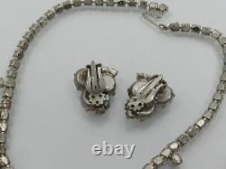 D&E Juliana White Milk Glass Clear Rhinestone Necklace Bracelet Earring Set