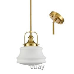 DEYNITE Nautical Gold Kitchen Pendant Light Milk White Glass 11 W