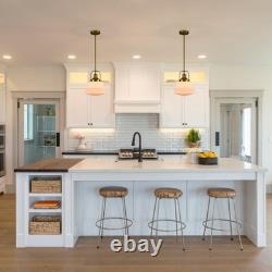 DEYNITE Nautical Gold Kitchen Pendant Light Milk White Glass 11 W