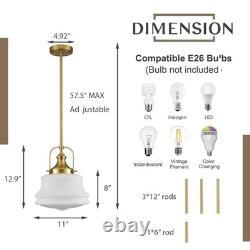 DEYNITE Nautical Gold Kitchen Pendant Light Milk White Glass 11 W