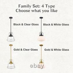 DEYNITE Nautical Gold Kitchen Pendant Light Milk White Glass 11 W
