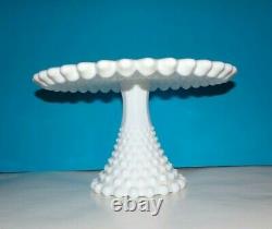 DUNCAN & MILLER Milk Glass Old'Giant' Hobnail RARE Cake Pedestal Stand 11 ½