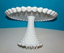 DUNCAN & MILLER Milk Glass Old'Giant' Hobnail RARE Cake Pedestal Stand 11 ½