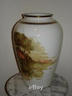 DeLuxe Inc USA Hand Painted signed 13 Milk Glass Vase