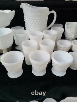 Decorative Hobnail Milk Glass and mixed brand Glassware Vase. BIG LOT